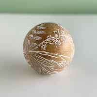 Wooden Orb With Floral Accents