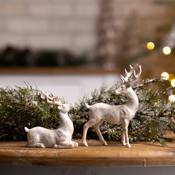 Ivory and Gold Distressed Reindeer