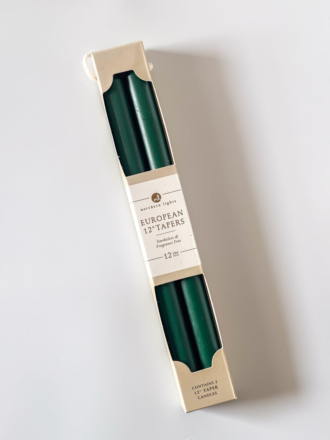 12" 2pk Hunter Green Taper Candles