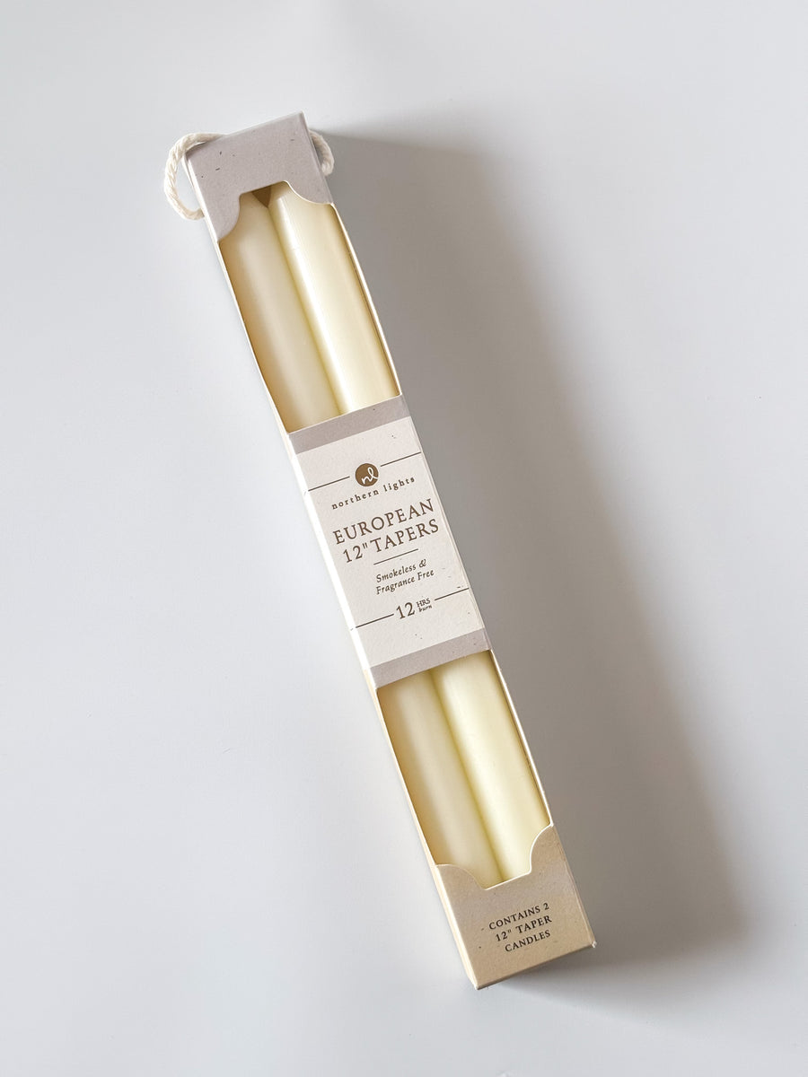 12" 2pk Ivory Taper Candles