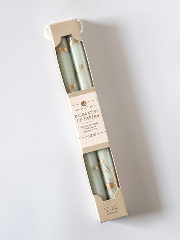 12" 2pk Pistachio With Gold Taper Candles