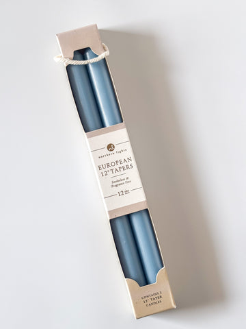 12" 2pk Prairie Blue Taper Candles