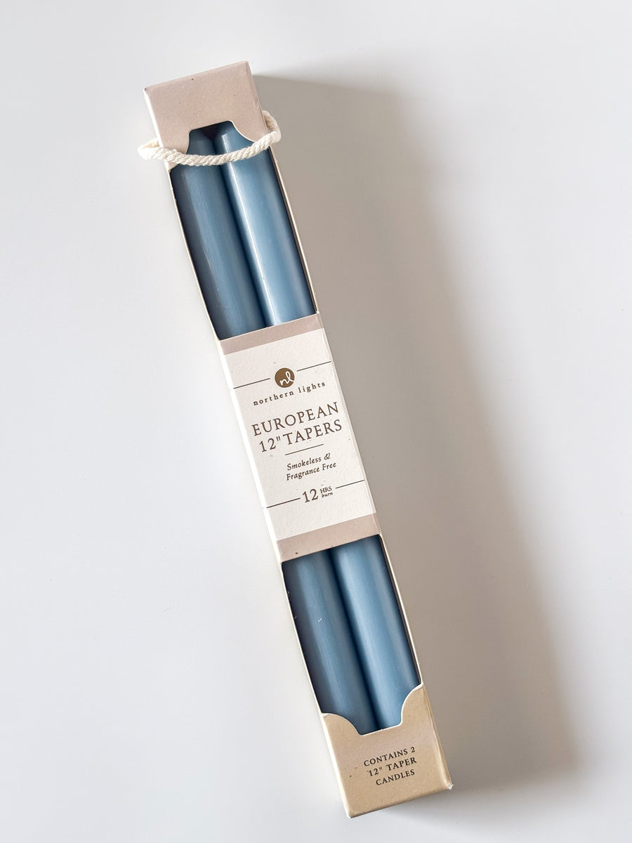 12" 2pk Prairie Blue Taper Candles