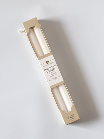12" 2pk Pure White Taper Candles