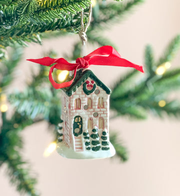 Pink Ceramic House Ornament