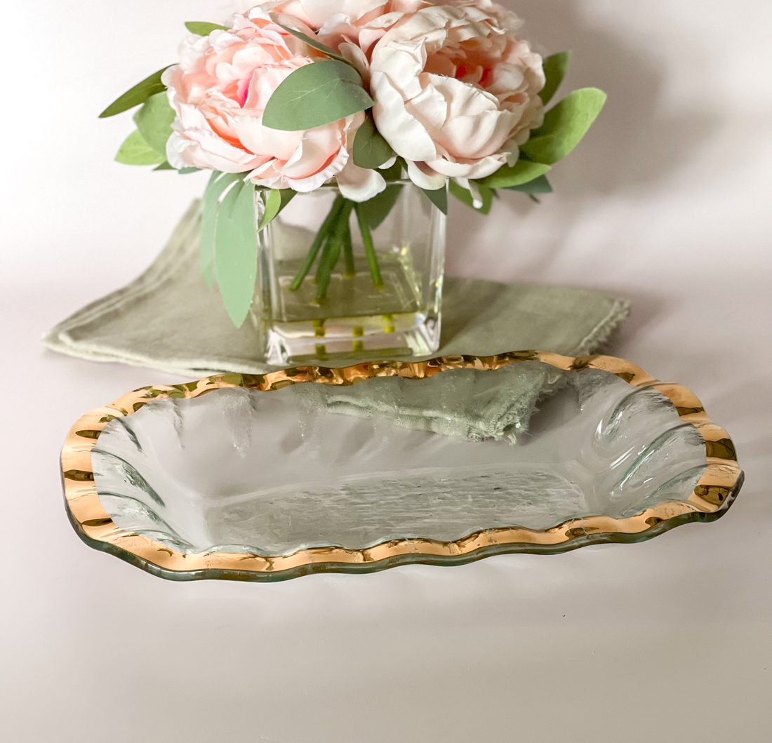 Annieglass Ruffle Rectangular Bowl