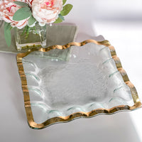 24k Gold Annieglass Ruffle Square Server