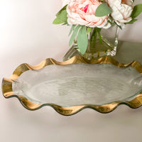 24k Gold Ruffle Oval Platter Annieglass