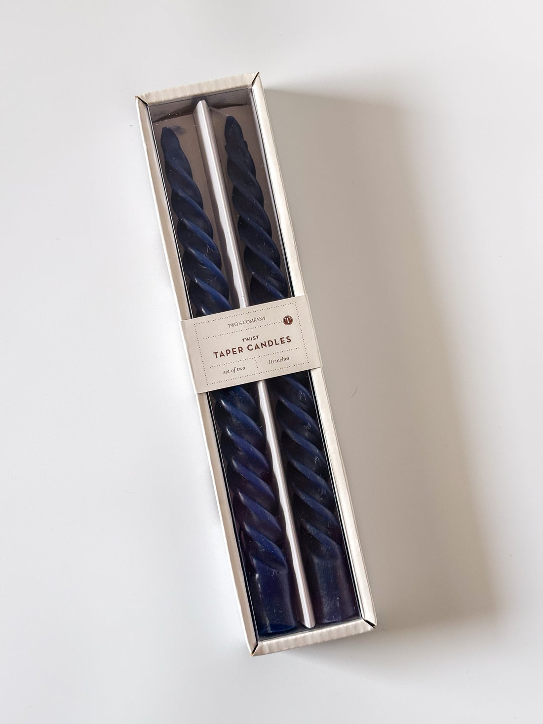 2pk Blue Twist Taper Candle