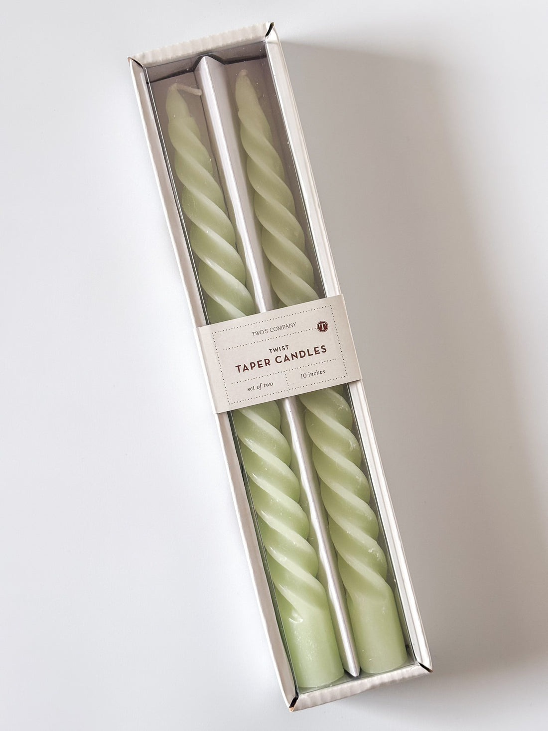 2pk Light Green Twist Candle