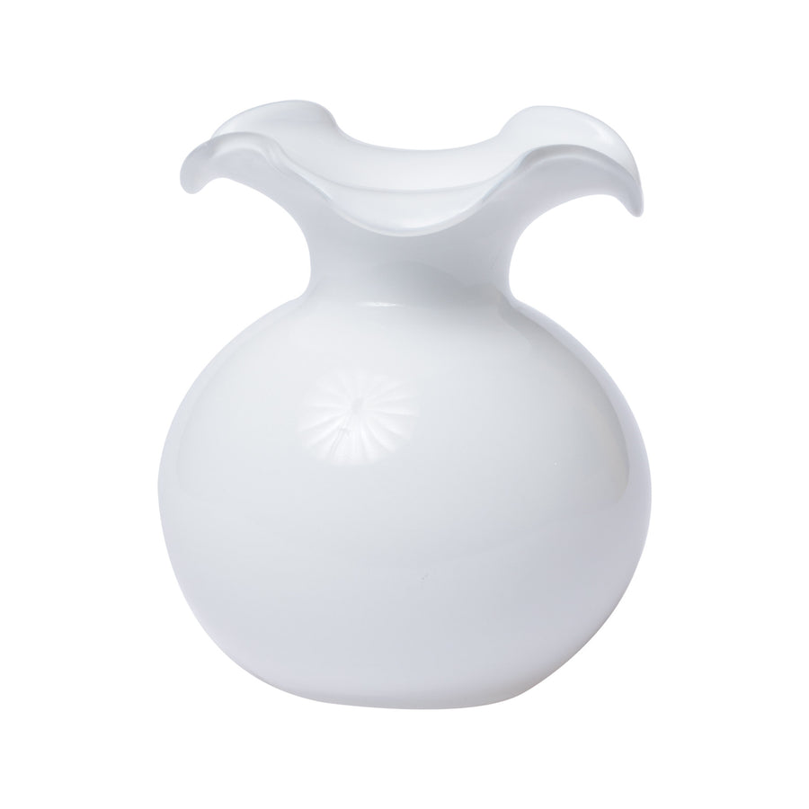 Vietri Hibiscus Glass Small White Fluted Vase