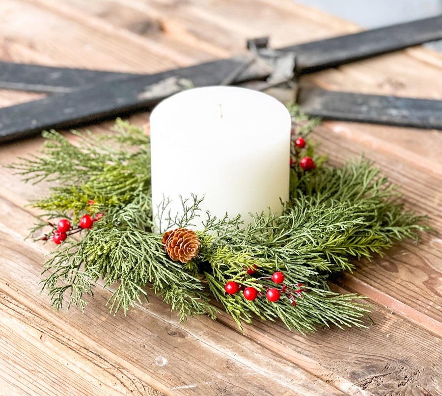 Alpine and Red Berry Candle Ring