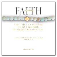 Amazonite Cross Faith Over Fear Bracelet