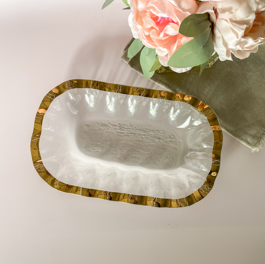 Annieglass Ruffle Rectangular Bowl