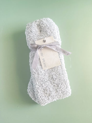 Barefoot Dreams CozyChic Ocean White Heathered Youth Socks