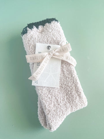 Barefoot Dreams Stone Cozychic Blanket Stitch Socks