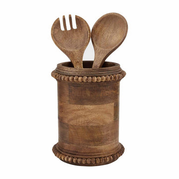 Beaded Wood Utensil Holder