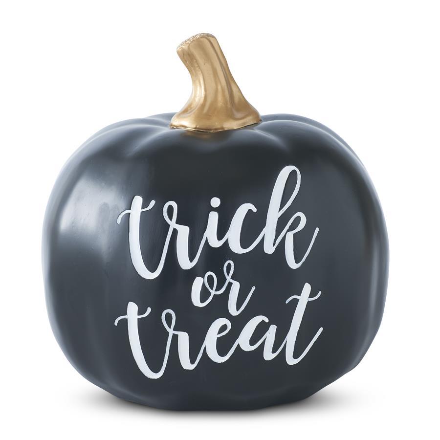 Black and Gold Trick or Treat Pumpkin
