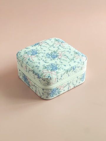 Blue & Pink Floral Travel Jewelry Box