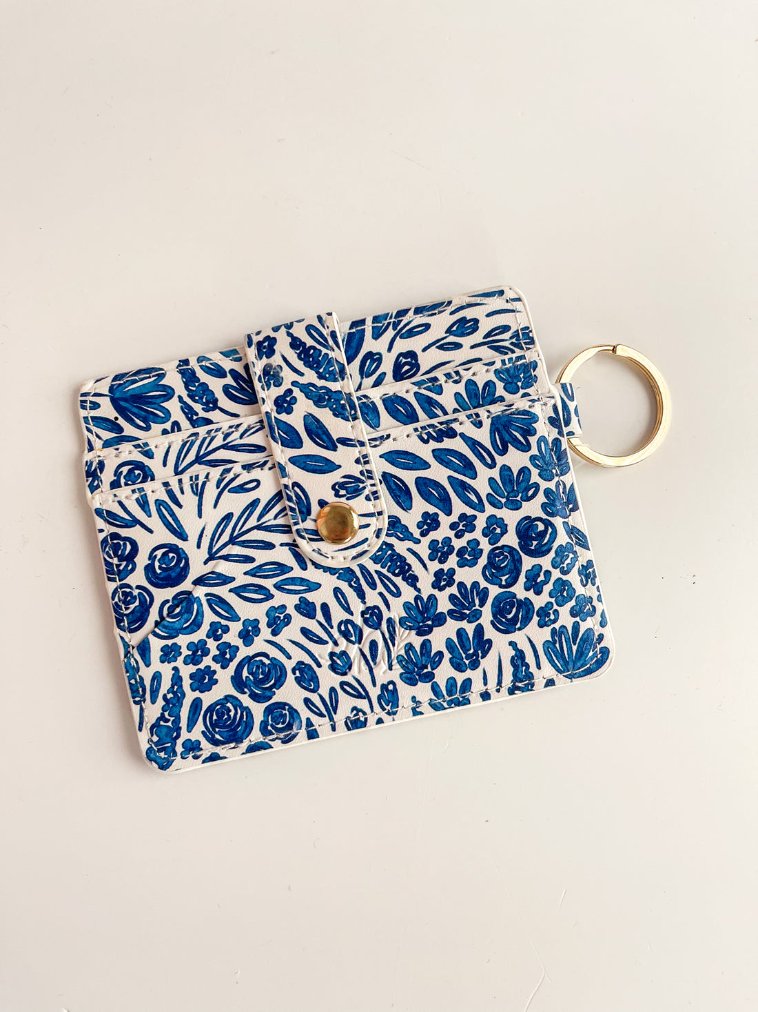 Blue and White Floral Wallet and Keyring