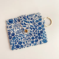 Blue and White Floral Wallet and Keyring