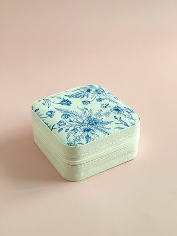 Blue Floral  Travel Jewelry Box