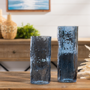 Blue Glass Textured Vase