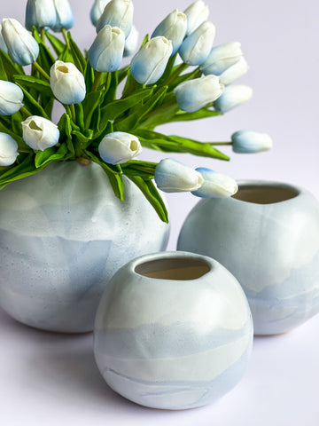 Blue Stone Sphere Vases