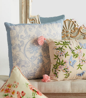 Blue Floral Patterned Pillow