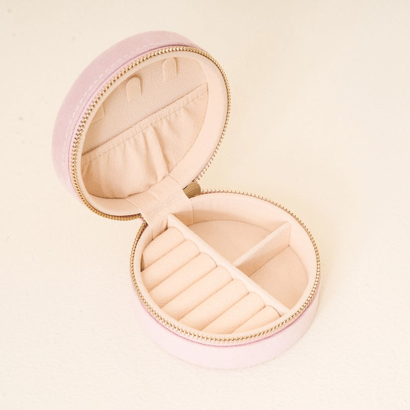 Blush Round Jewelry Case