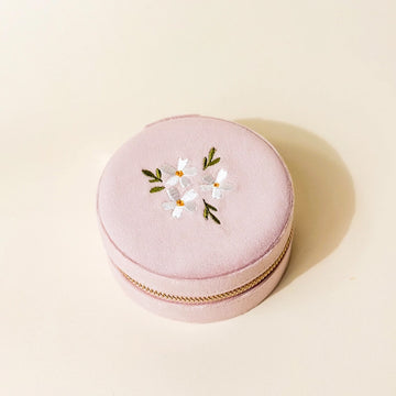 Blush Velvet Jewelry Case