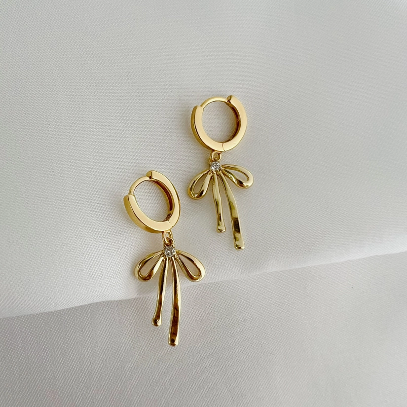 Bow Ribbon Gold Filled Earrings