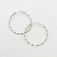 Bright Lights White Gold Hoop Earrings