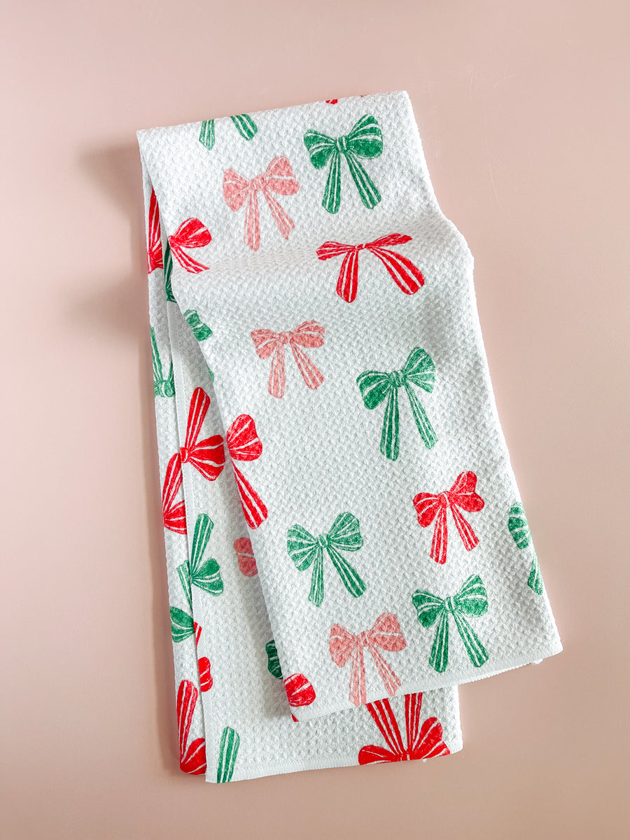 Christmas Bow Tea Towel