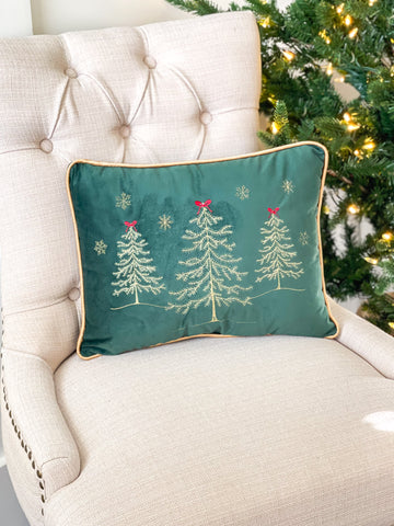 Christmas Gold Tree Forest Pillow