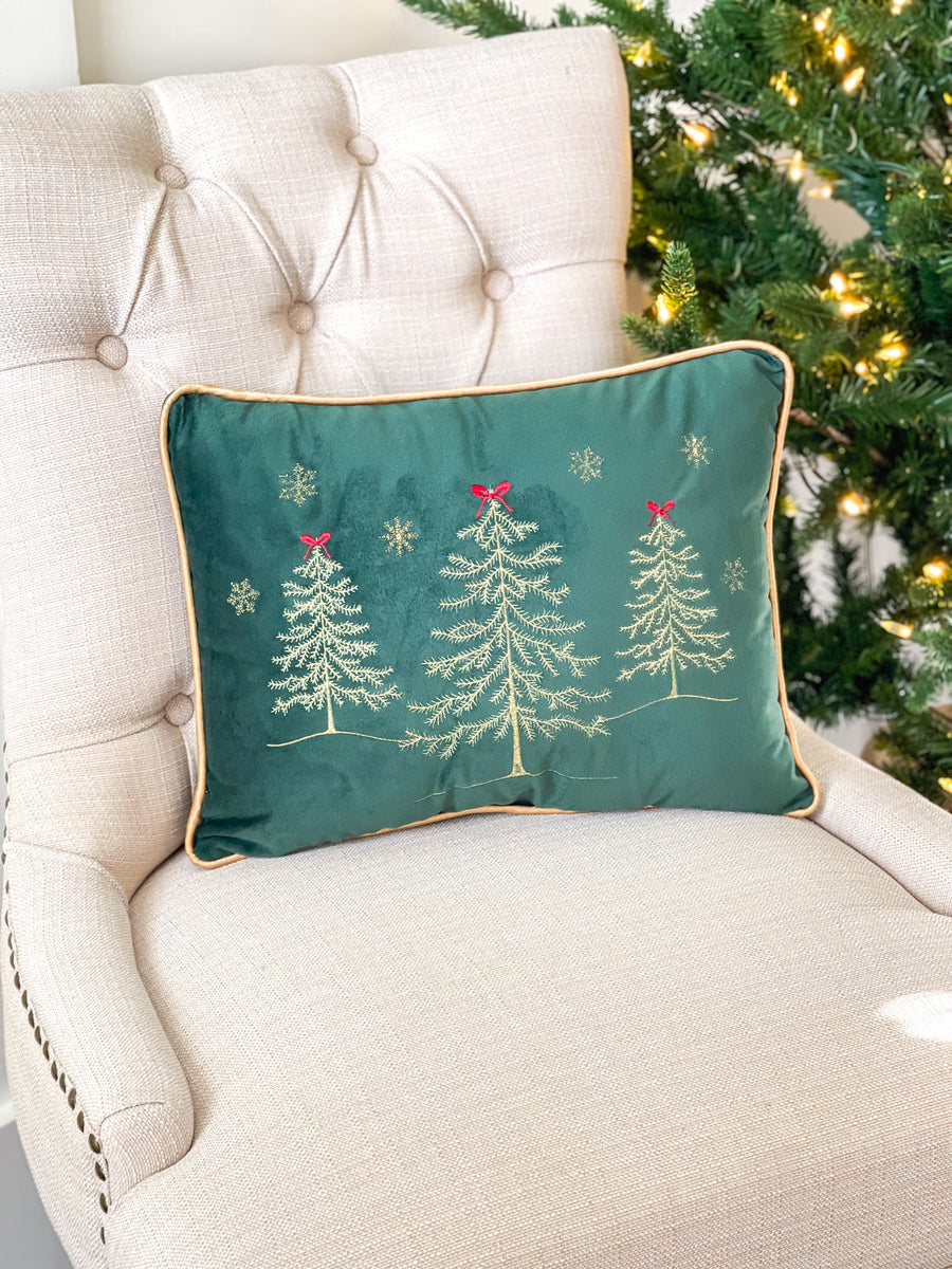 Christmas Gold Tree Forest Pillow