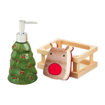 Christmas Tree Soap Pump and Sponge Set