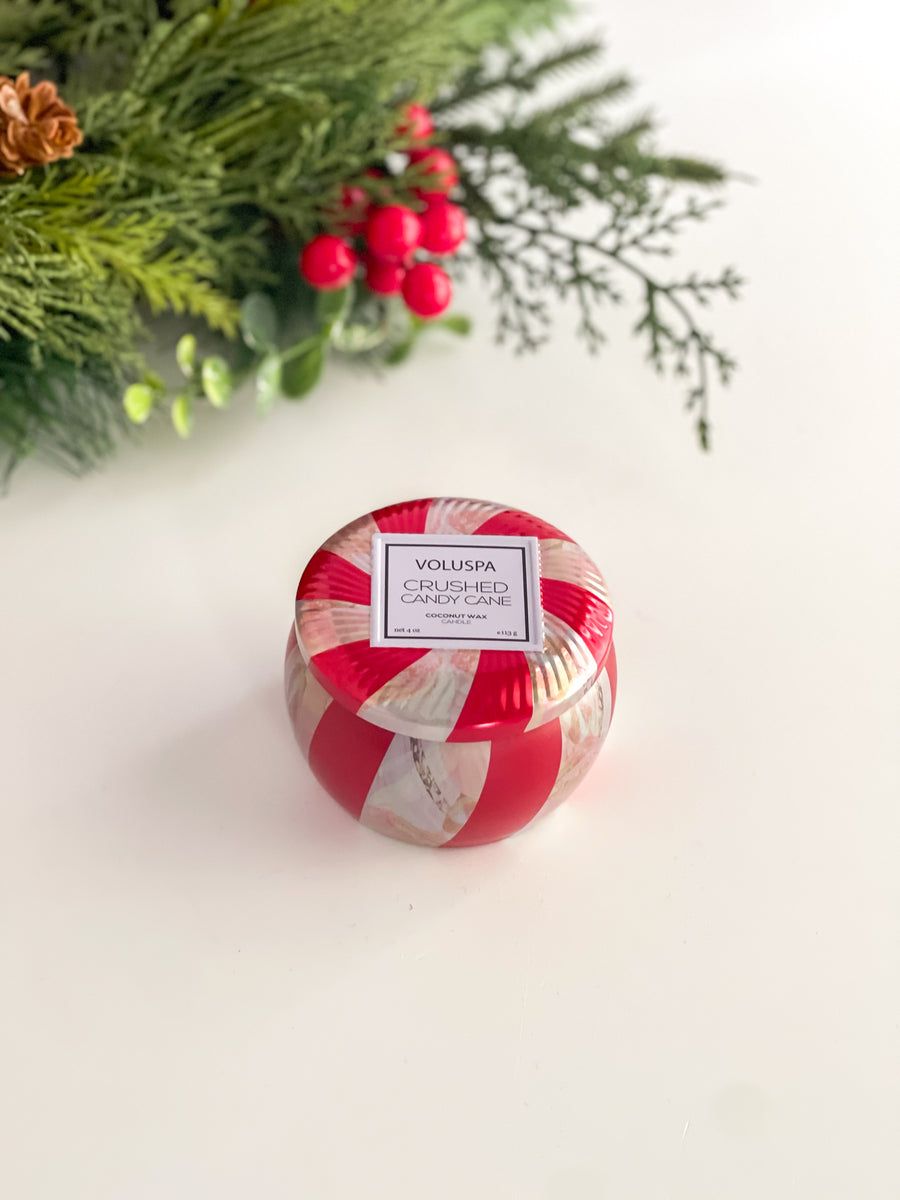 Crushed Candy Cane Mini Tin Candle