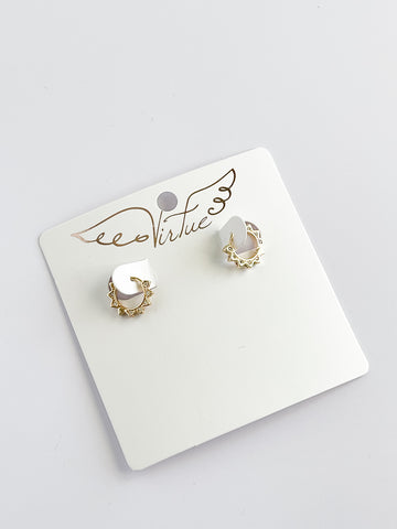 Cubic Zirconia Sunburst Hinge Earrings