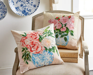 Embroidered Floral Pillow