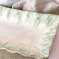 Etta B Matcha Latte Fluttered Rectangle Tray