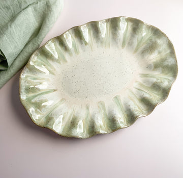 Etta B Matcha Latte Fluttered Oval Platter