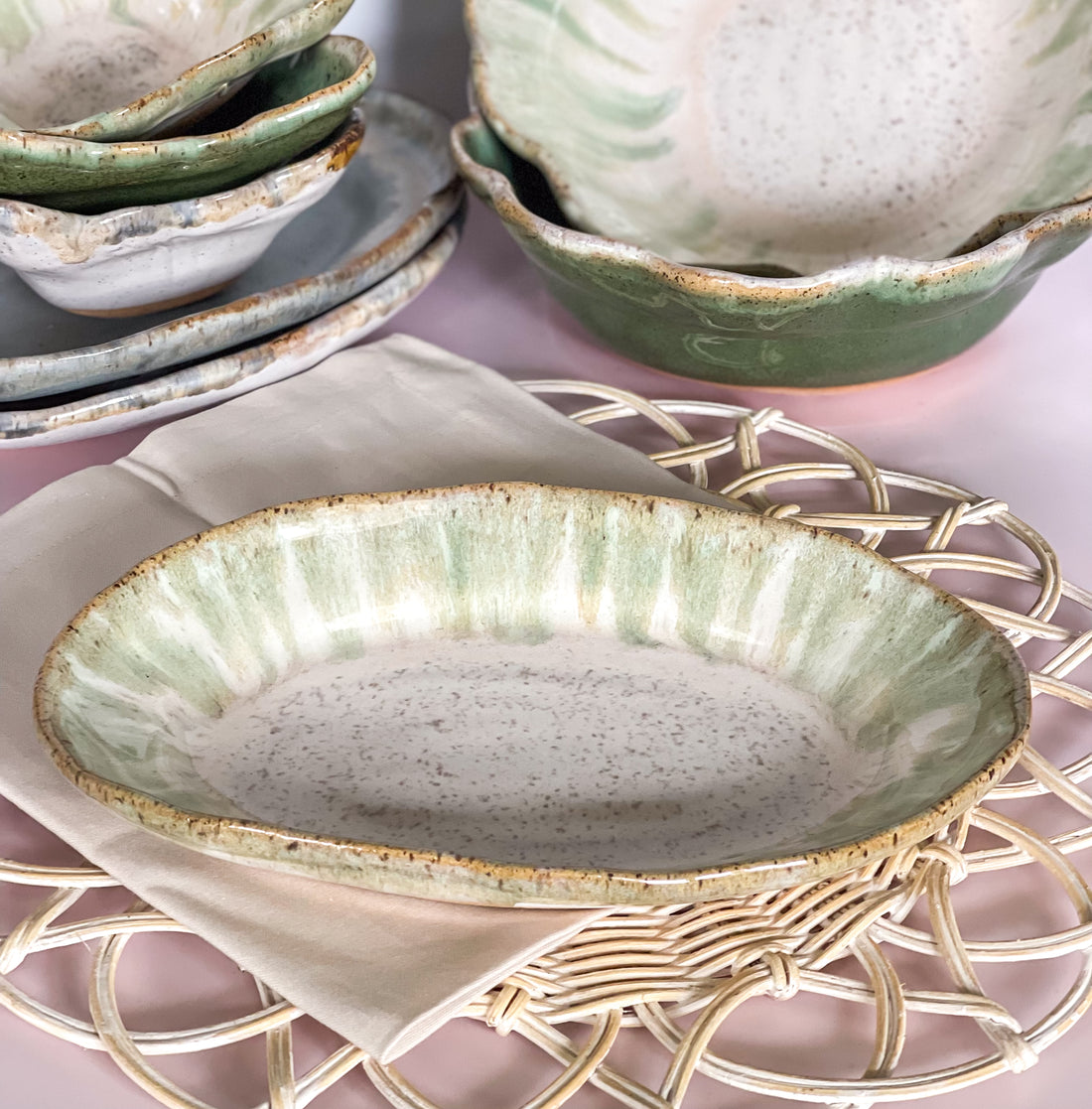 Etta B Matcha Latte Small Oval Platter