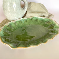 Etta B Matcha Leaf Fluttered Oval Platter