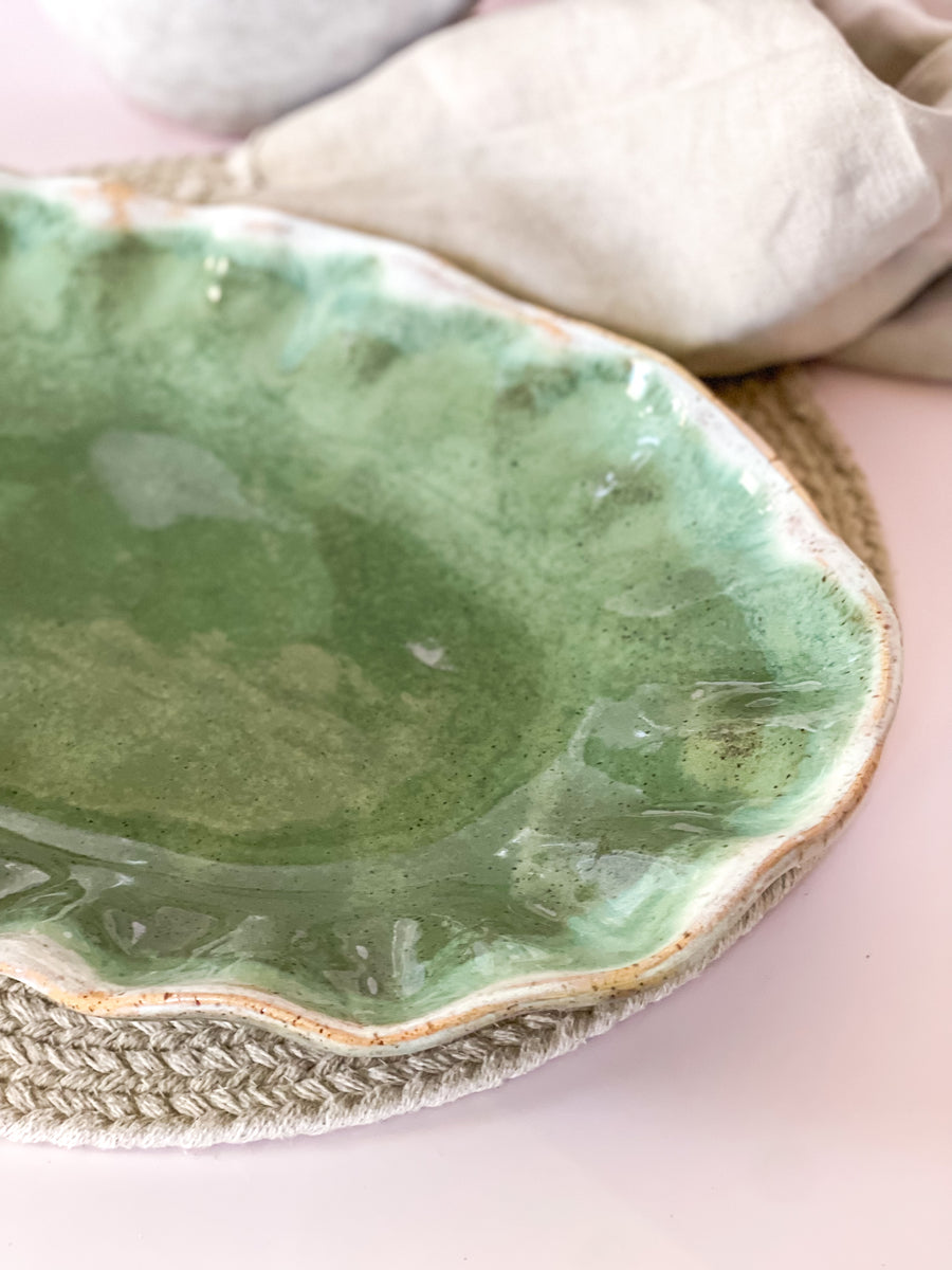 Etta B Matcha Leaf Oval Platter