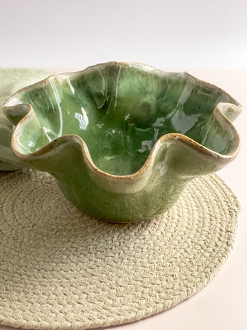 Etta B Matcha Leaf Round Fluted Bowl