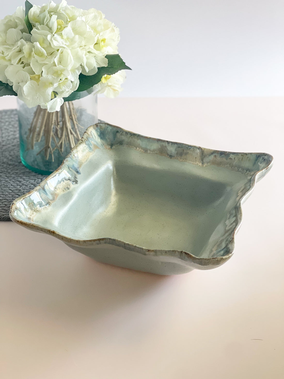 Etta B Peaceful With Lapis Medium Square Bowl