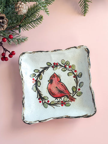 Etta B Pottery Cardinal Keepsake Dish