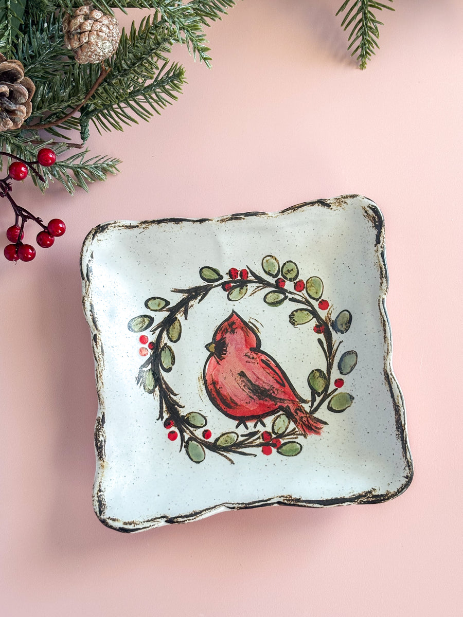 Etta B Pottery Cardinal Keepsake Dish