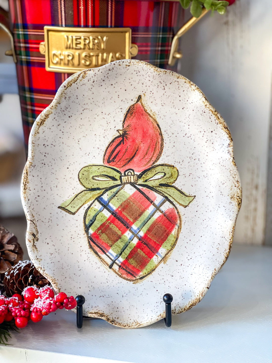 Etta B Pottery Cardinal Ornament Dish